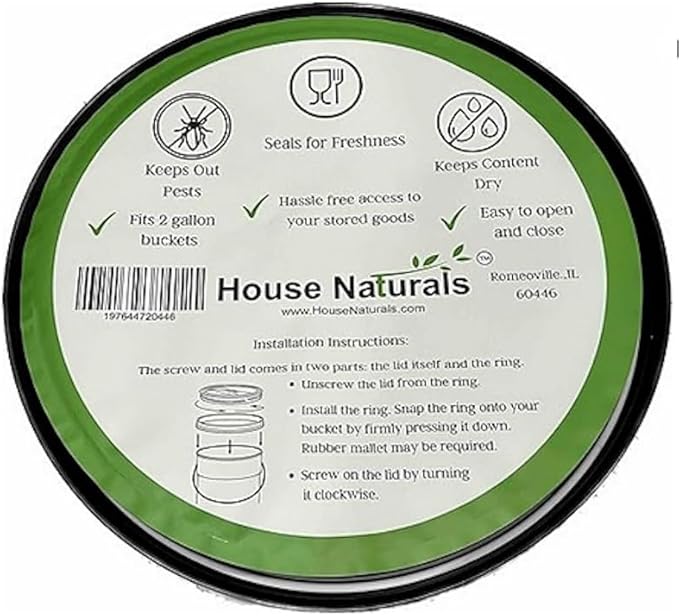 House Naturals 2 Gallon Food Grade - BPA Free Made in USA Buckets Lime Color pails with Screw On Gasket Lids (4, Lime - Black lids)