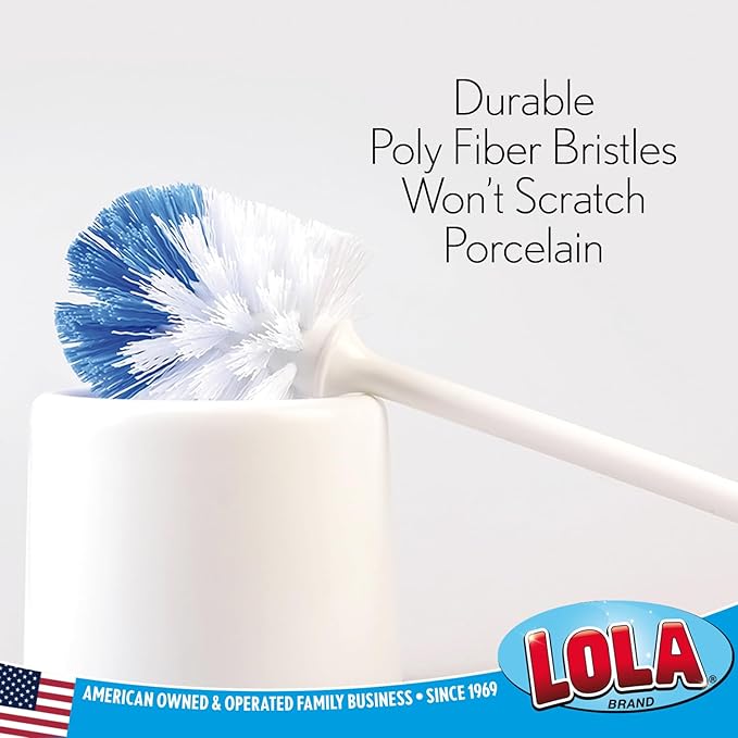 LOLA Classic Toilet Brush, Durable Fiber Stiff Bristles, Compact Size, Non-Scratch, Long-Lasting - 1 Pack