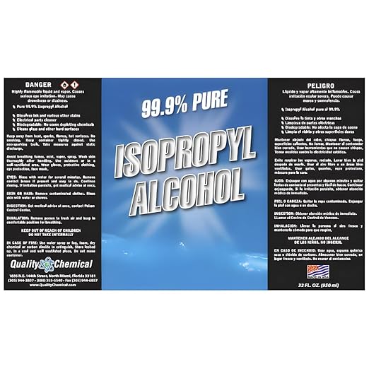 Quality Chemical - Super Premium - 99.9% Pure Isopropyl Alcohol (IPA) - Made in The USA - 128 Fl Oz Bottle - Concentrated Isopropyl Alcohol