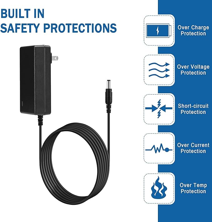 TOPPIN Replacement Charger 26.5V AC DC Power Adapter Compatible With VC002 VC001 TPVC002 TPVC001 S1 S2 Cordless Stick Vacuum Cleaner Power Cord (Not Fit for TPVC003 TPVC004)