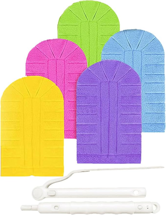 360° Electrostatic Duster Refills with Handle — The Sustainable Choice for a Dust-Free Home, Reusable & Washable, Heavy-Duty Multi-Surface Cleaning for Fans, Blinds, Cars & Office (Long Handle)