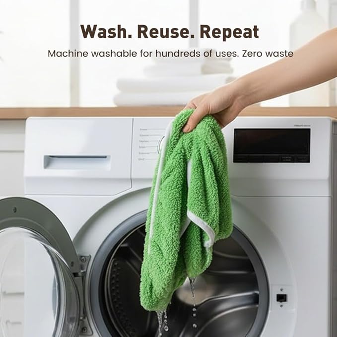 Reusable Mop Pads, Reusable Microfiber Mop Pads Compatible with Sweeper Mops, Replacement Wet Mopping pad Refills & Washable Dry Sweeping Cloths for Surface/Hardwood Floor Cleaning (Green-8PCS)
