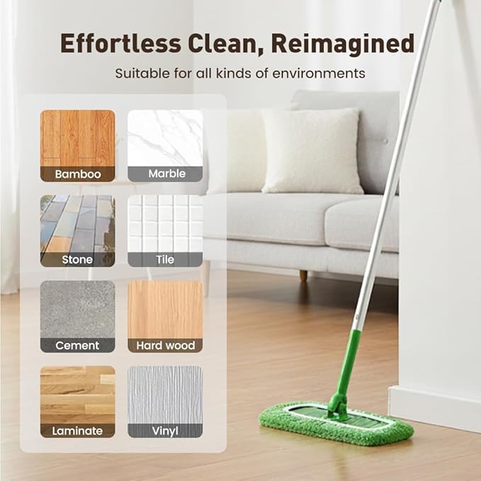 Reusable Mop Pads, Reusable Microfiber Mop Pads Compatible with Sweeper Mops, Replacement Wet Mopping pad Refills & Washable Dry Sweeping Cloths for Surface/Hardwood Floor Cleaning (Green-10PCS)