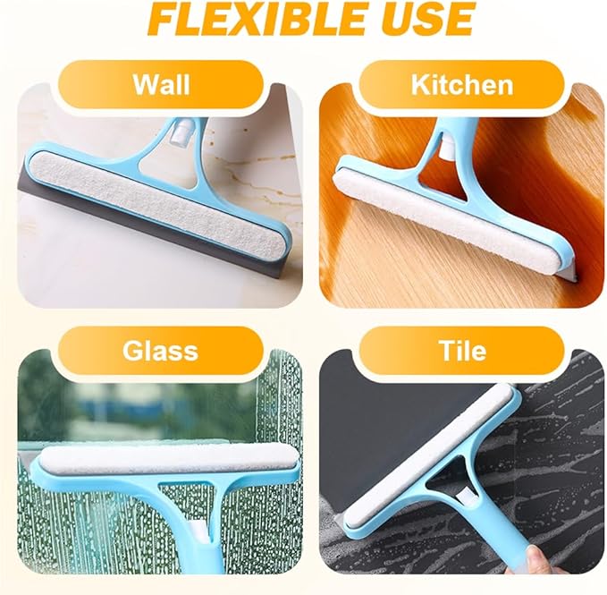 3 in 1 Window Cleaning Scraper, 3 in 1 Squeegee for Window Cleaning, All Purpose Window Cleaner Tool for Windows, All-Purpose Window Cleaner Tools (White+Blue)
