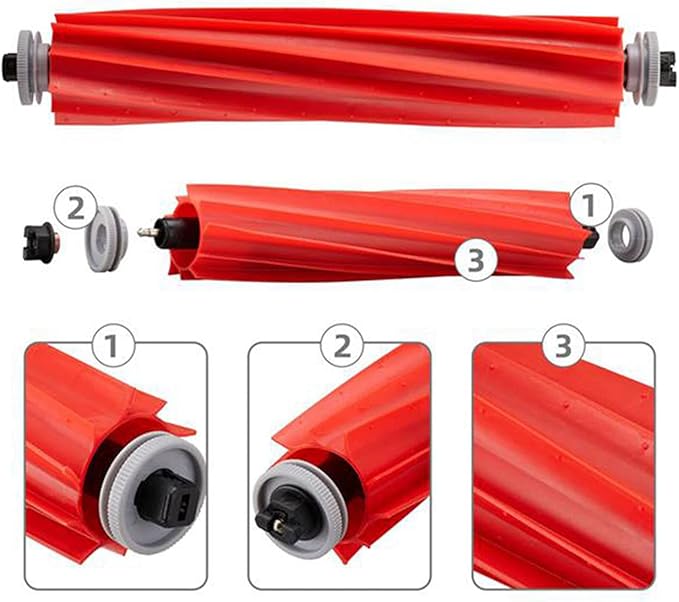 2 Set Rubber Main Roller Brush Replacement Parts Compatible for Roborock Q7/Q7 Max/Q7 Max+/S7/S7 MaxV/S7 MaxV Plus/S7 MaxV Ultra Robot Vacuum Cleaner Accessory Multi-Surface Rubber Brush