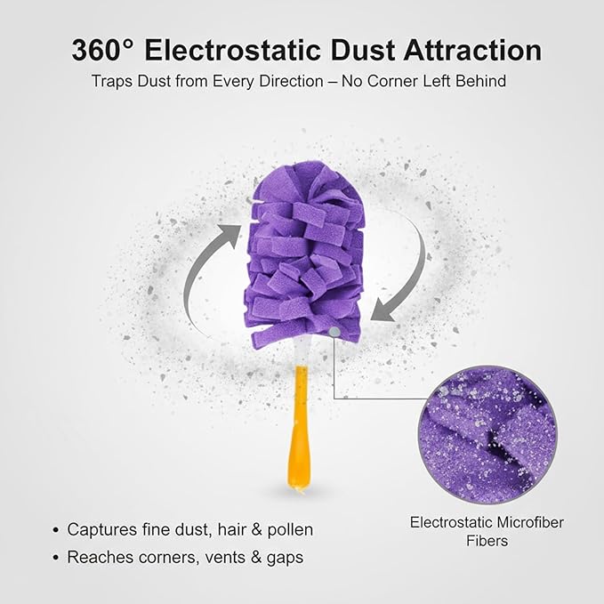 10pack Duster Refills Reusable for Swiffer, 360° Electrostatic Duster Refills, Washable Heavy Duty Dusters Refill, Reusable Cloth Cover Dust Collector for Both Wet and Dry Use (Purple)
