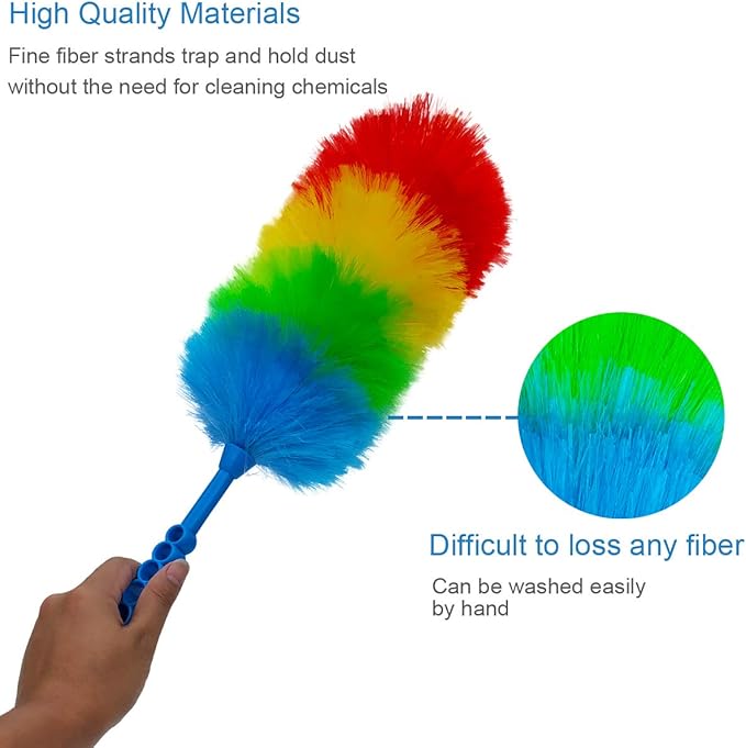 Tockrop 2 Pack Upgrade 19” Static Duster Beandable and Washable - More Fibers Bigger Head Less Loss of Fiber Duster