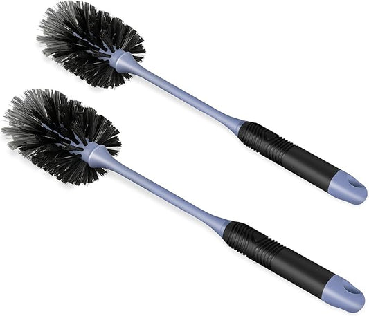 ZHAYAO Long Handle Bottle Brush, Reusable Water Bottle Cleaner Brush, Flexible Scrub Brush for Water Bottles, Glasswares, Mugs, Thermos, Black, 2 Pack