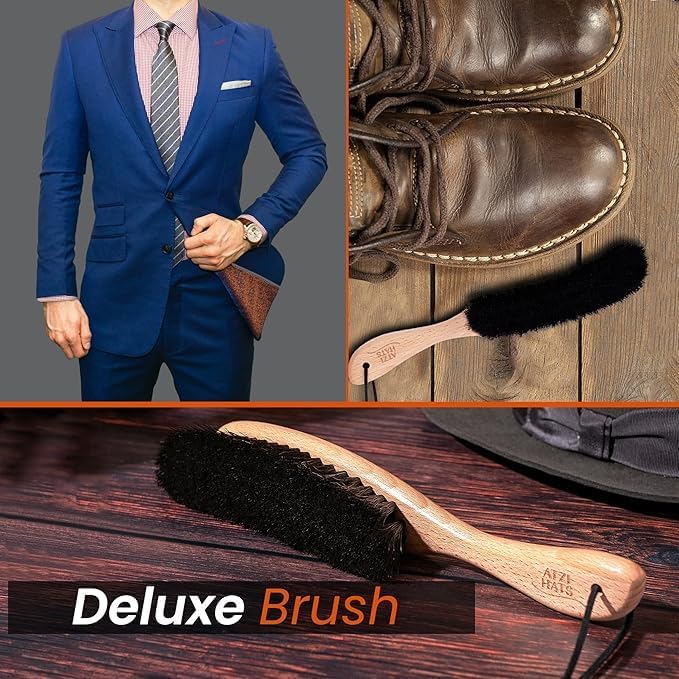 Hat Brush Clothes Brush for Suits Lint Brush Felt Cowboy Hat Cleaner Suit Brush Laundress Lint Roller Wool Cashmere Velvet Furniture Pet Hair Cleaning Kit 100% Horsehair Bristle - 10 Pack