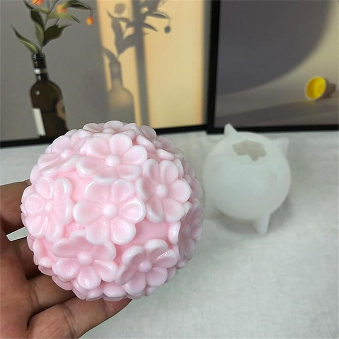 Chrysanthemum Ball Candle Soap Mold Daisy Flower Silicone Mold for Fondant,Chocolate,Candy, Bath Bomb,Epoxy Resin,Plaster, Polymer Clay