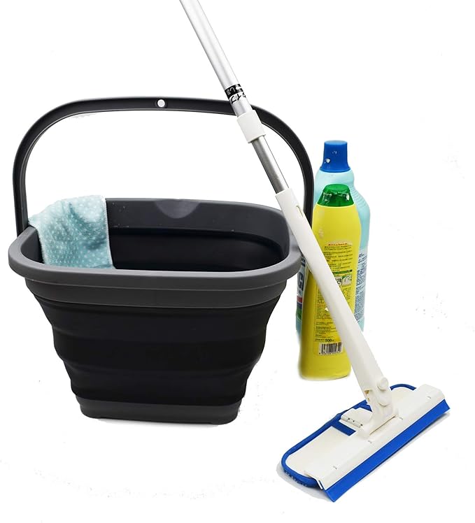 SAMMART 11L (2.9 Gallon) Collapsible Rectangular Handy Bucket (1, Grey/Black)