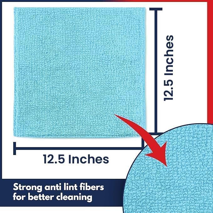 USANOOKS Microfiber Cleaning Cloth - Turq - 50Pcs (12.5x12.5 inch) High Performance - 1200 Washes, Ultra Absorbent Car Towel Traps Grime & Liquid for Streak-Free Mirror Shine - car Washing Cloth