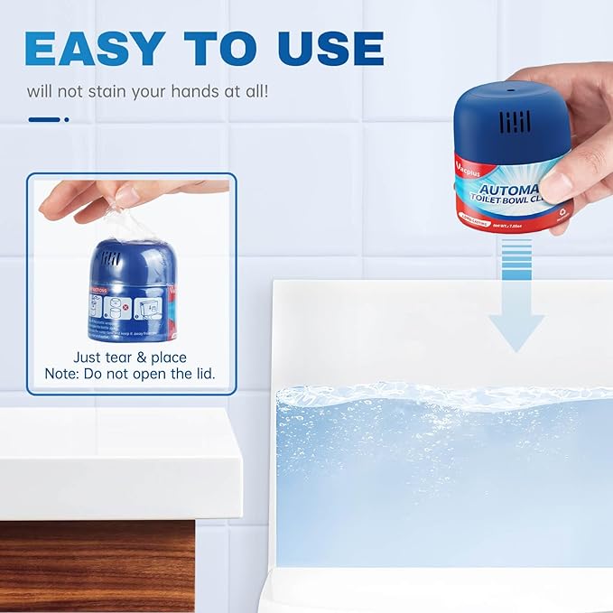 Vacplus Toilet Bowl Cleaners - 3 Pack, Krazy Clean Automatic Long-Lasting Toilet Cleaner Bottles, Easy-to-Use & Powerful Cleaning