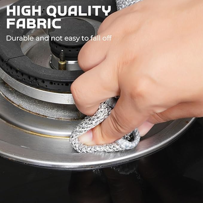 Cecurpo Multipurpose Wire Dishwashing Rags, New Silver Stainless Steel Dishwashing Cloth for Wet and Dry, Reusable Premium Metal Scrubbing Pads Sponge Clean Tool for Home Kitchen (15)