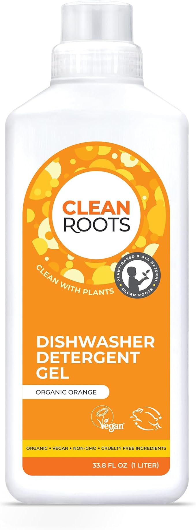 Dishwasher Detergent Gel – Plant-Based Formula, Made with Organic Ingredients, Scented with Organic Orange Essential Oil – 33.8 fl oz (1 L), Pack of 3
