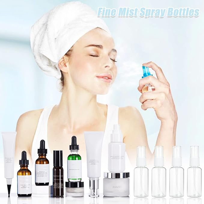 APACALI 60PCS 1 Oz Spray Bottle Mini Mist Sprayer Clear Fine Small Spray Bottle Empty Travel Spray Bottles Reusable Liquid Containers Water Spray Bottle for Perfume, Plant(30ml)