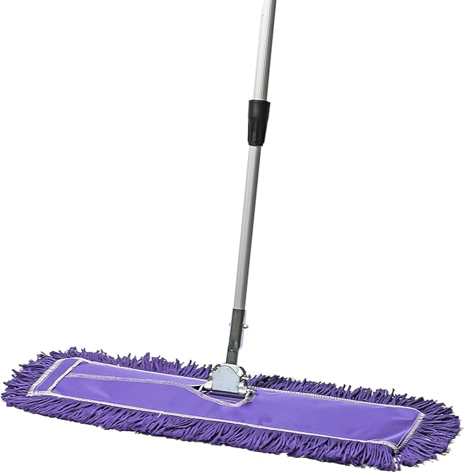 Tidy Tools 24 Inch Purple Commercial Dust Mop & Floor Sweeper with Extendable Handle – Mop for Hardwood, Tile, and Concrete Floor Cleaning