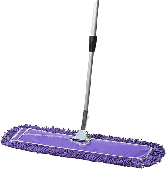 Tidy Tools 24 Inch Purple Commercial Dust Mop & Floor Sweeper with Extendable Handle – Mop for Hardwood, Tile, and Concrete Floor Cleaning