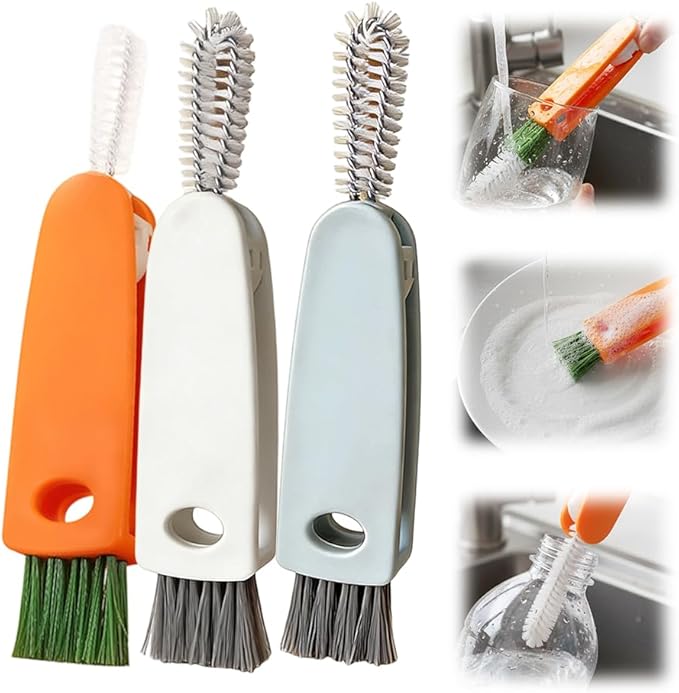 Upgrade 3 in 1 Cup Lid Cleaning Brush Set, 2025 New 12PCS Multifunctional Bottle Crevice Portable Cup Lid Cleaning Brushes, Crevice Cleaning Brush, Home Kitchen Crevice Brush Tools (1)