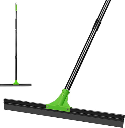 DALIPER Rubber Floor Squeegee with 24” Heavy Duty Silicone Rubber Scraper Head and 60” Long Adjustable Handle, Shower Squeegees for Concrete Floor, on Multi-Surface Tile Glass Pool Garage Cleaning