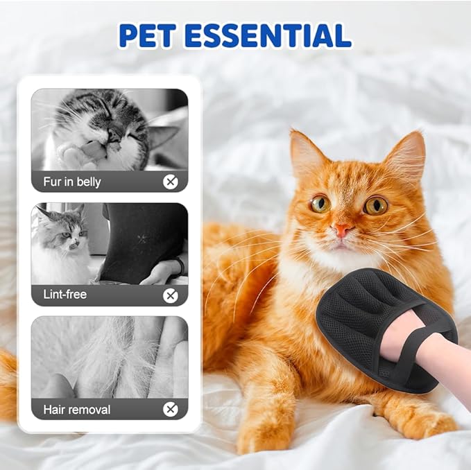 Fauppt Pet Hair Removal Glove for Dogs Cats,Upgrade Electrostatic Pet Hair Remover Removal Gloves for Couch Clothes Carpet