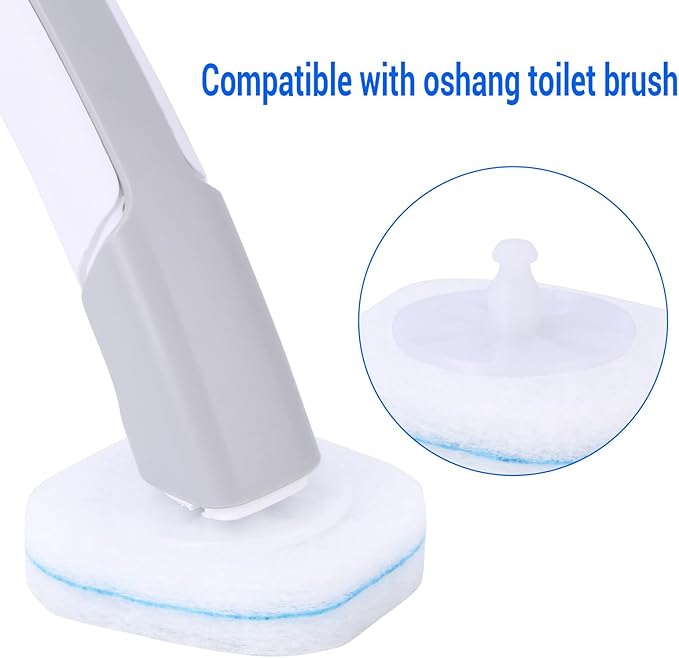 30 Count Disposable Toilet Brush Refills, Toilet Refill Pads Compatible with Oshang Toilet Brush, Bathroom Cleaning Heads