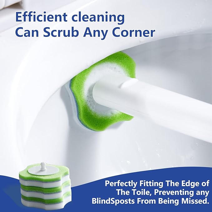 Disposable Toilet Brush,Toilet Bowl Brush and Holder Set with 30 Magic Sponge Eraser Wand Refills, Wall Mounted Cleaning Brush for Bathroom Toilet (Toilet Brush Set,1 PCS)
