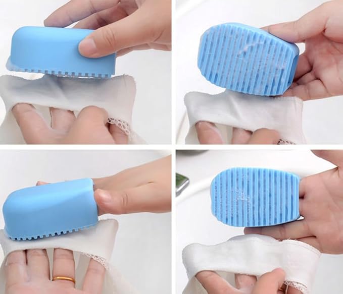 AKOAK 2 Pcs Candy Color Blue and Pink Silicone Washboard Creative Mini Handheld Laundry Washboard