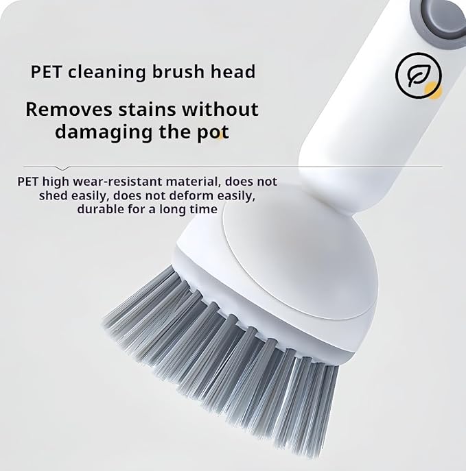 Adjustable Dish Brush with Soap Dispenser, Non-Scratch PET Bristles, Ergonomic Handle, Kitchen Cleaning Tool for Pots, Pans & Sink (Green, Short Style-1 Piece)