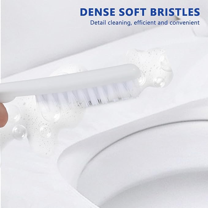 GENERIC Toilet Brush and Plunger Set, Integrated Storage 3-in-1 Toilet Brush and Plunger Combo with Gap Cleaning Brush, Bathroom Multi-Purpose Cleaning Set (White Gray)