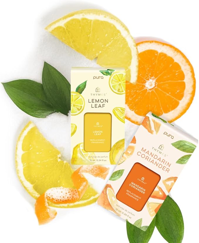Thymes Pura Refills – 2 Pack of Oil Diffuser Scents – Long-Lasting Pura Diffuser Refills – Premium Home Fragrance – Notes of Mandarin, Coriander, Lemon & Warm Cedarwood (Mandarin Coriander, Pack of 2)