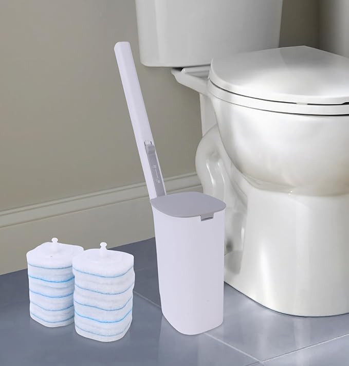 30 Count Disposable Toilet Brush Refills, Toilet Refill Pads Compatible with Oshang Toilet Brush, Bathroom Cleaning Heads