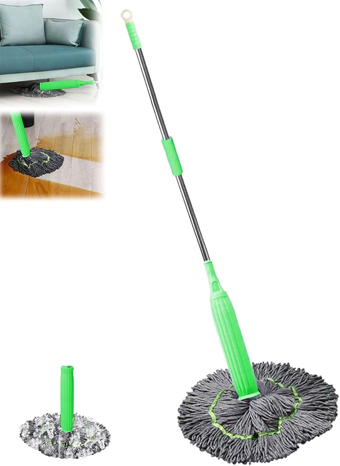 Generic 2 in 1 Dehydrated Mop, Self Wringing, Microfiber Head, Floor, Tile, Vinyl, Green, 1PCS