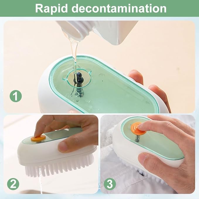 2 in 1 Multifunction Cleaning Brush, Multifunctional Cleaning Brush with Soap Dispenser, Liquid Filled Laundry Brush, Household Cleaning Clothes Shoes Brush with Liquid Box (2pcsGreen)