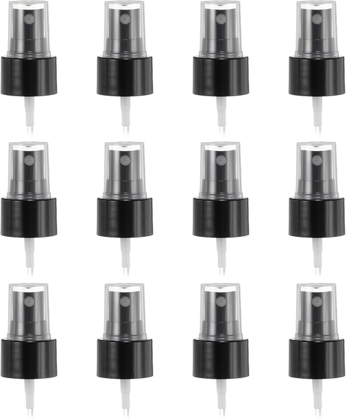 uxcell 12 Pcs Black Spray Top, 24/410 Fine Mist Sprayer Reusable Replacement Spray Bottle Pump Plastic Top for Cosmetic Perfume and Body Sprays Bottle