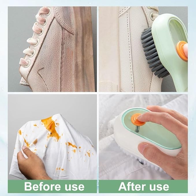 2 in 1 Multifunction Cleaning Brush, Multifunctional Cleaning Brush with Soap Dispenser, Liquid Filled Laundry Brush, Household Cleaning Clothes Shoes Brush with Liquid Box (Green)