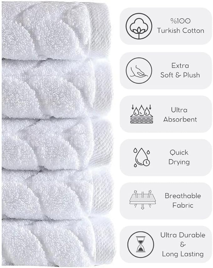 BAGNO MILANO Turkish Bath Towels, Soft Plush Jacquard Luxury Bath Towels, Quick Dry Towel Set (Sand Beige, 4 Pcs Hand Towel Set)