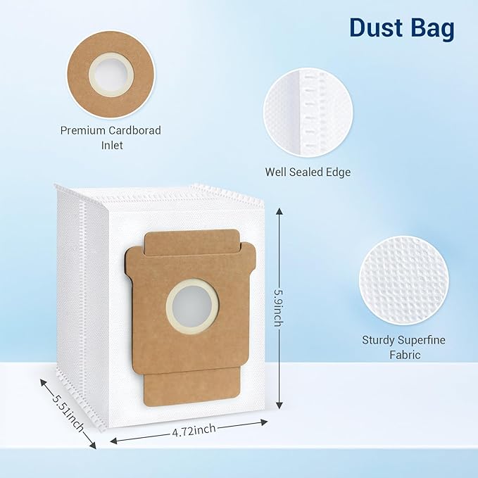 Bluearks 27 Pack Accessories Kit,Compatible with Roomba 104 / Q052 / 105 Vac / 105 Combo Robot Vacuum Cleaner Replacement Parts,2 Rubber Main Brush 6 Filters 6 Side Brushes 6 Vacuum Bags 6 Mop Pads