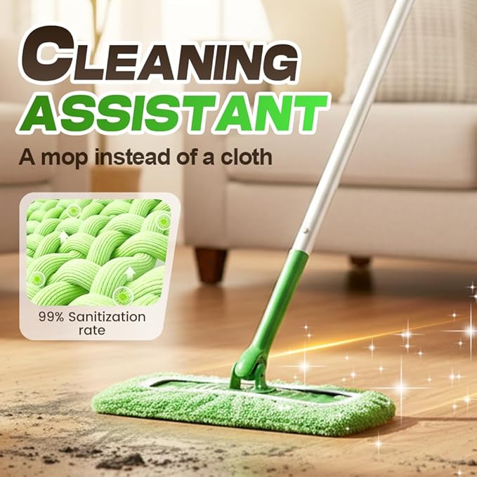 Reusable Mop Pads, Reusable Microfiber Mop Pads Compatible with Sweeper Mops, Replacement Wet Mopping pad Refills & Washable Dry Sweeping Cloths for Surface/Hardwood Floor Cleaning (Green-6PCS)