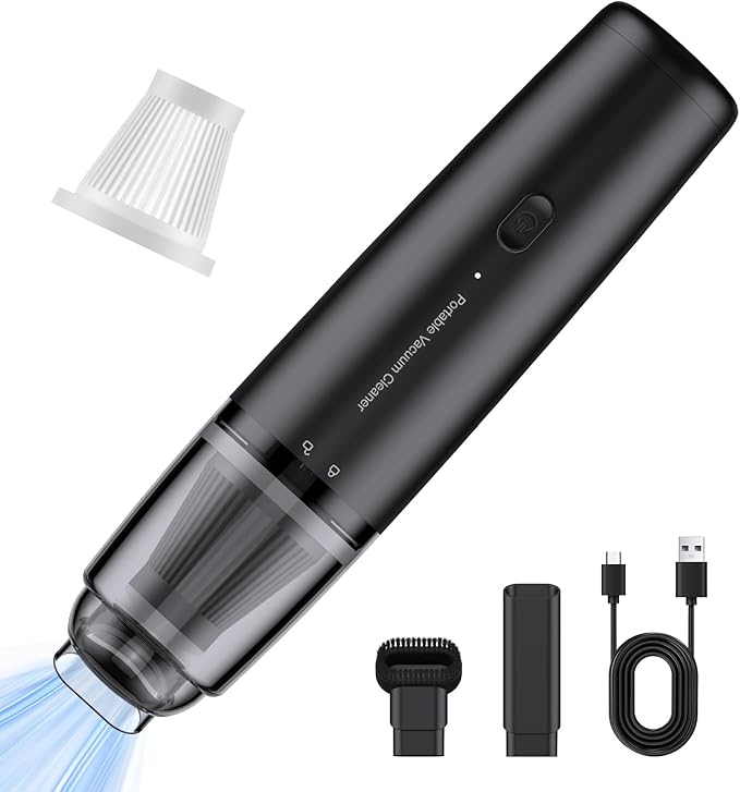 LYFUHUI Car Handheld Vacuum Cordless 1300 PA Suction Power, Portable Mini Vacuum Cleaner for Car Home Office and Pet Hair, Black