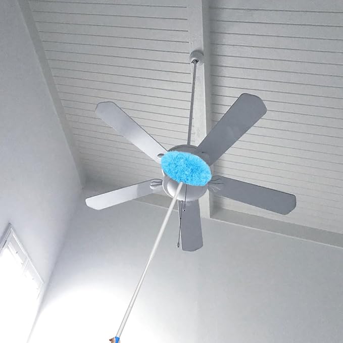 NOLITOY Extendable Aluminum Duster Pole, 58 Inch Ceiling Fan & Wall Cleaner Round Brush Multifunctional Lightweight Dust Remover for Home & Office