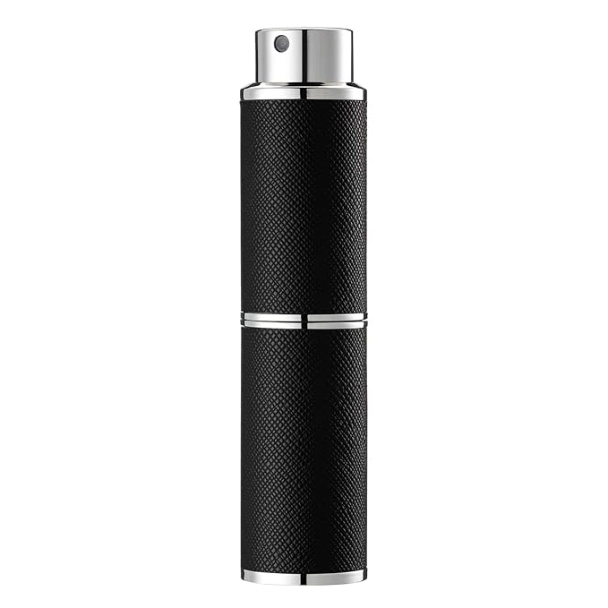 8ML Perfume Atomizer, Empty Leather Cologne Spray Bottle, Mini Perfume Sprayer Dispenser for Travel (1PCS, Black)