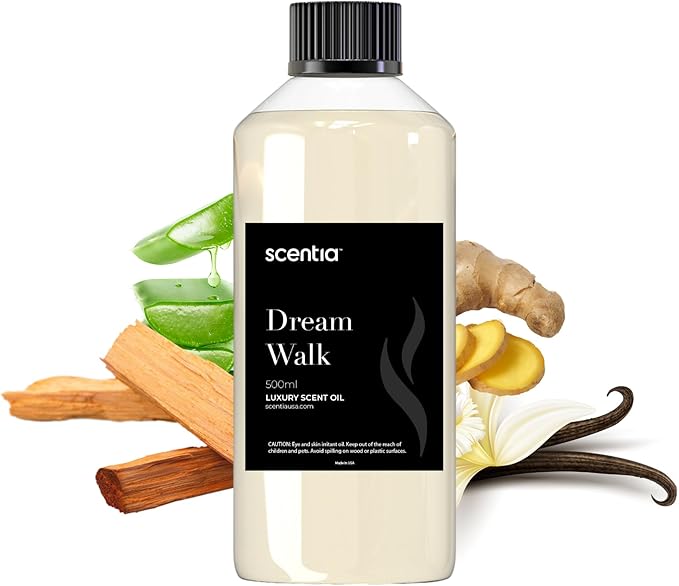 Scentia Hotel Diffuser Oil Inspired by The 5- Star Hotel Scent - 500 ml 16.9 fl oz - Essential Oil Blend for Diffuser Refill,White Tea Oil for Aromatherapy Diffusers and Humidifiers - Dream Walk