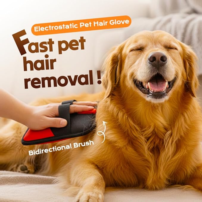 Pet Hair Removal Glove, 2026 Upgraded Electrostatic Pet Hair Remover Glove with Brush, Pet Hair Remover Pocket Storage for Pet Hair Remover Tool on Carpet, Clothing, Couch, Car Seat