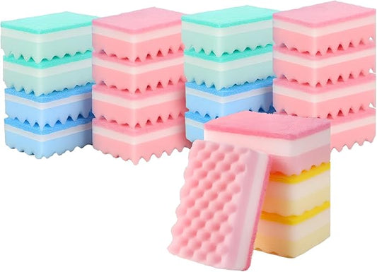JyliRenz 20 Pack, The Third Generation Dishwashing Sponge, Scrub Sponge, The Wave Shaped Design Makes Them More Suitable for scenarios Such as Kitchen Tableware, countertops, Walls, Porcelain, Etc