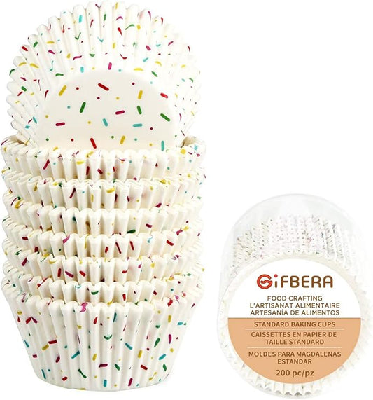 Candy White Cupcake Liners - Gifbera Standard Baking Cups Odorless Greaseproof Paper Muffin Wrappers, Pack of 200