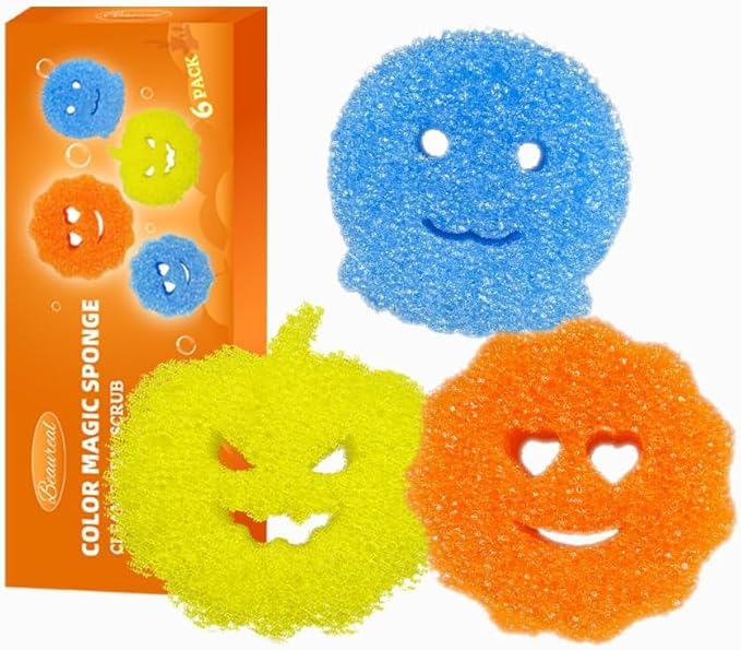 9 Pcs Scrubber Color Sponges,Non-Scratch Cleaning Sponges Kitchen,Temperature Controlled Kitchen Sponge for Washing Dishes,Household Bathroom Odor Resistant Scrubber-Bpa Free