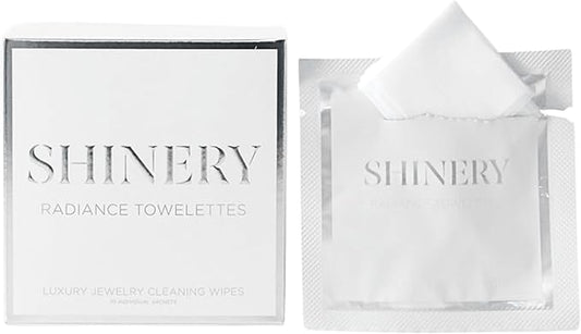 Shinery Radiance Towelettes Jewelry Cleaning Wipes - No Rinse Travel Jewelry Cleaner Safe All Gemstones Pearls, 10 Individually Packed Wipes