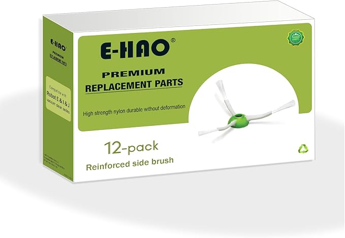 E-HAO 12 Pack Edge-Sweeping Brushes Replacement for iRobot Roomba i & j & e and Roomba Combo i & j Series, Vacuum Accessories Parts for i1+/i2+/i3+/i4+/i5+/i6+/i7+/i8+/j5+/j6+/j7+/j8+/j9+/e5/e6/e7