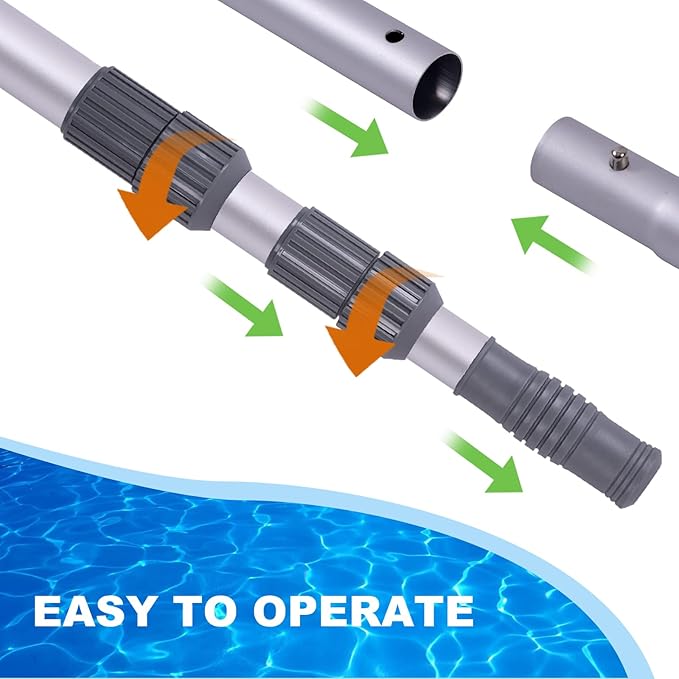 Sepetrel Pool Pole - Professional 15 Foot Telescoping Swimming Pool Cleaning Poles,Adjustable Telescopic Pole,for Skimmer Net,Brush,Vacuum Head